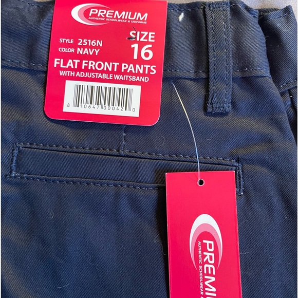 BNWT Boys size 16 Premium Dark Navy khaki Pants School Uniform. Adjustable waist - Picture 3 of 4